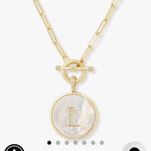 Melinda Maria Love Letters Medallion Gold and White Initial Necklace MSRP $115